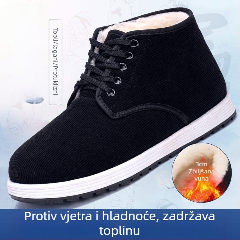 Snježne čizme - Visoki gornji dio, Integrirana vunena podstava, Pamuk gornji dio, Protuklizna gumena potplat, Vulkaniziran potplat, Zimske