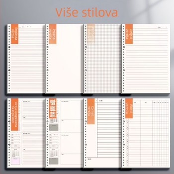 Zamjensko jezgro za blok s slobodnim listovima s horizontalnim linijama i mrežom, Daolin papir, 60 listova, 26 rupa, šifra ZH-1001