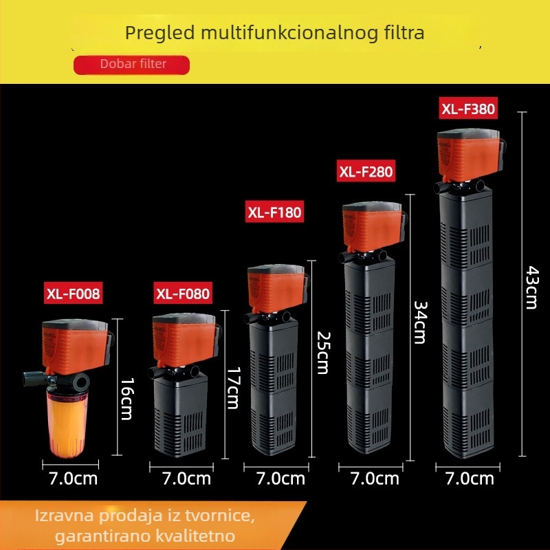 Xilong F080 potopna pumpa za akvarij s ugrađenim filtrom, oksigenacijom i cirkulacijom