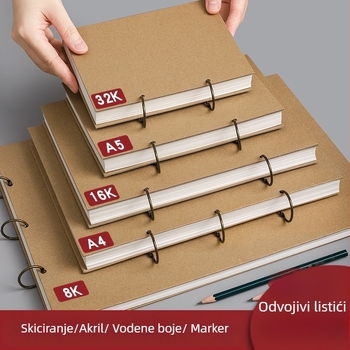 Skic-knjižica s odvojivim metalnim prstenom, listovi slobodnog formata, debele stranice – za umjetnike i djecu