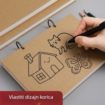 Skic-knjižica s odvojivim metalnim prstenom, listovi slobodnog formata, debele stranice – za umjetnike i djecu