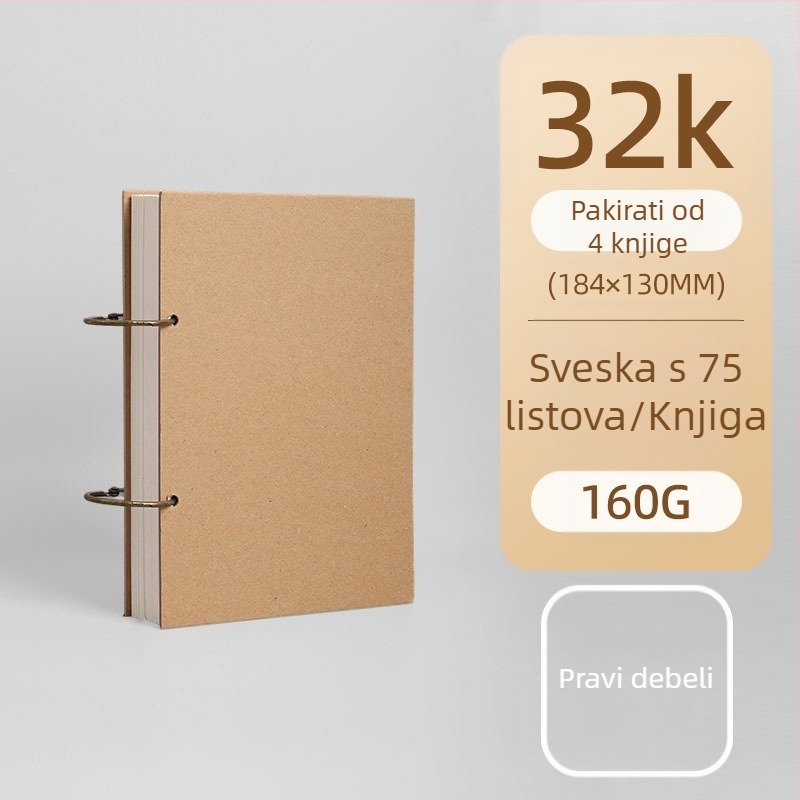 Skic-knjižica s odvojivim metalnim prstenom, listovi slobodnog formata, debele stranice – za umjetnike i djecu