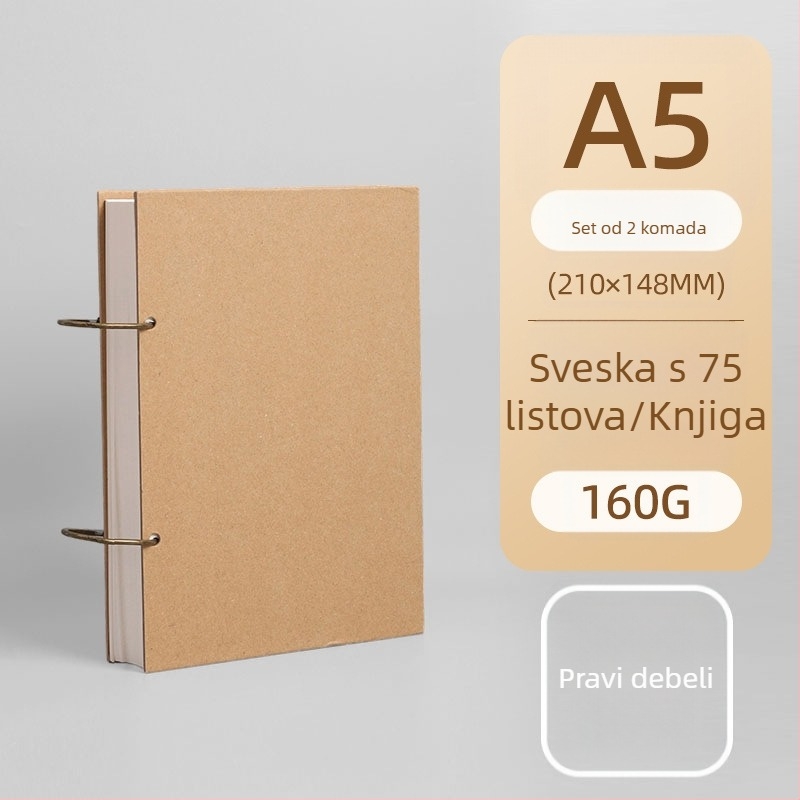 Skic-knjižica s odvojivim metalnim prstenom, listovi slobodnog formata, debele stranice – za umjetnike i djecu