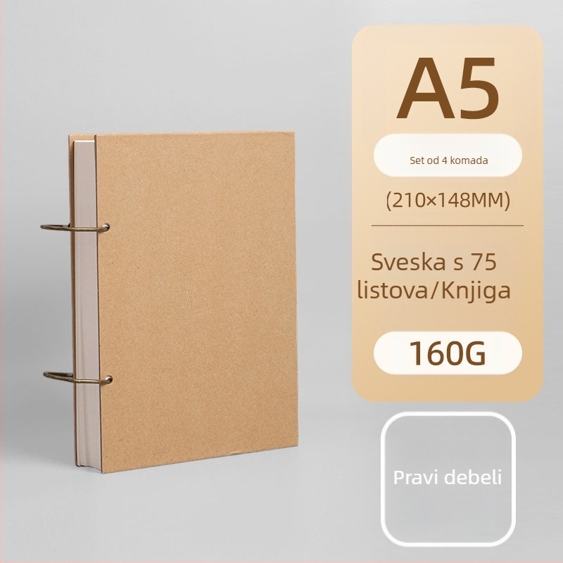 Skic-knjižica s odvojivim metalnim prstenom, listovi slobodnog formata, debele stranice – za umjetnike i djecu