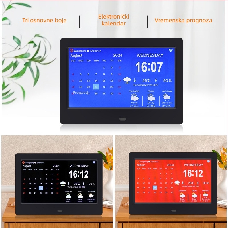 WiFi pametni digitalni sat DPF-808 s senzorom temperature i vlage, video reprodukcija, rezolucija 800x600, SD/USB podrška
