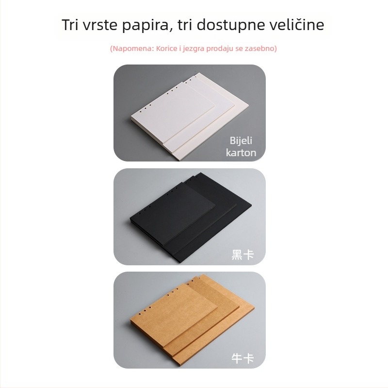 Dijeljivi prazan rokovnik s kraft papirjem, crnim i bijelim kartonom, debeli unutarnji listovi, retro dnevnik