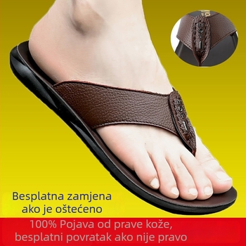 Muške kožne japanke, dišuće, ležernog stila, s protukliznom podlogom