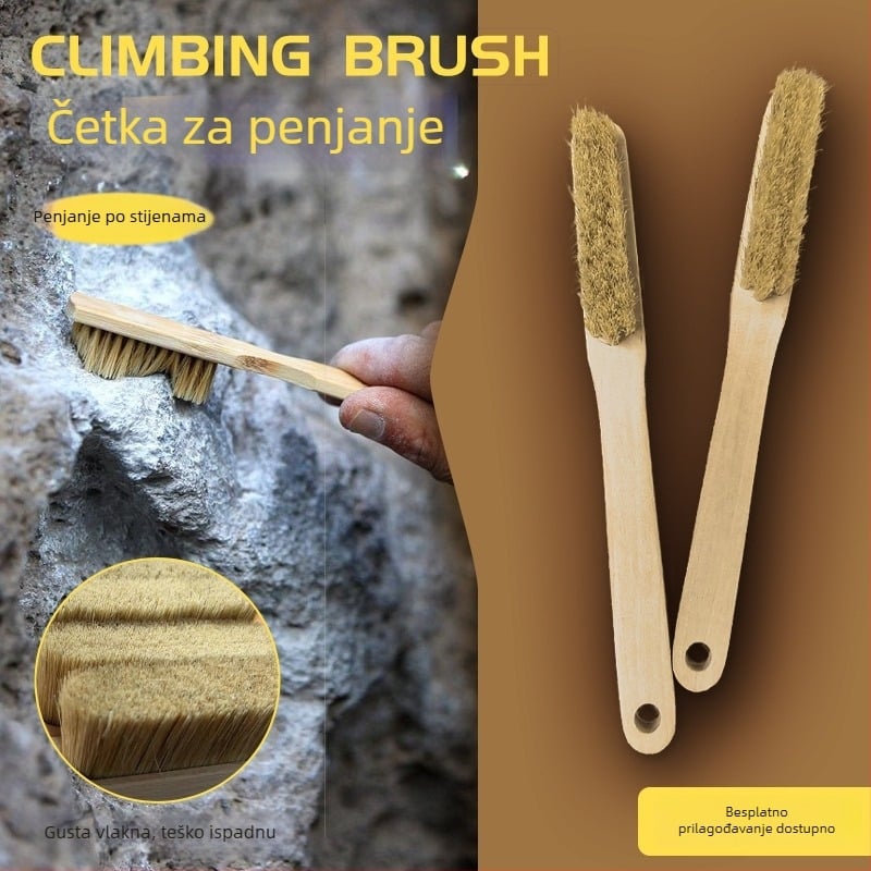 Penjačka četka s drškom od bukovog drveta i svinjskim dlačicama, otisak logotipa