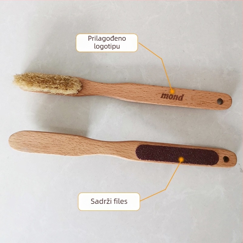 Penjačka četka s drškom od bukovog drveta i svinjskim dlačicama, otisak logotipa