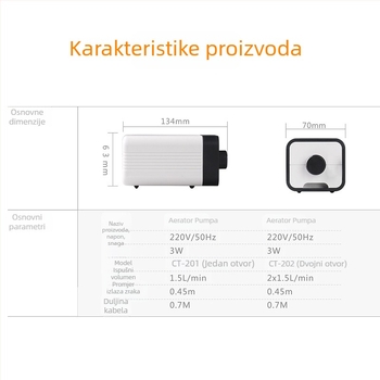 SUNSUN/SENSEN Pumpa za kisik za akvarij — kućna upotreba, aerator velikih mjehurića, težina 1,0 kg