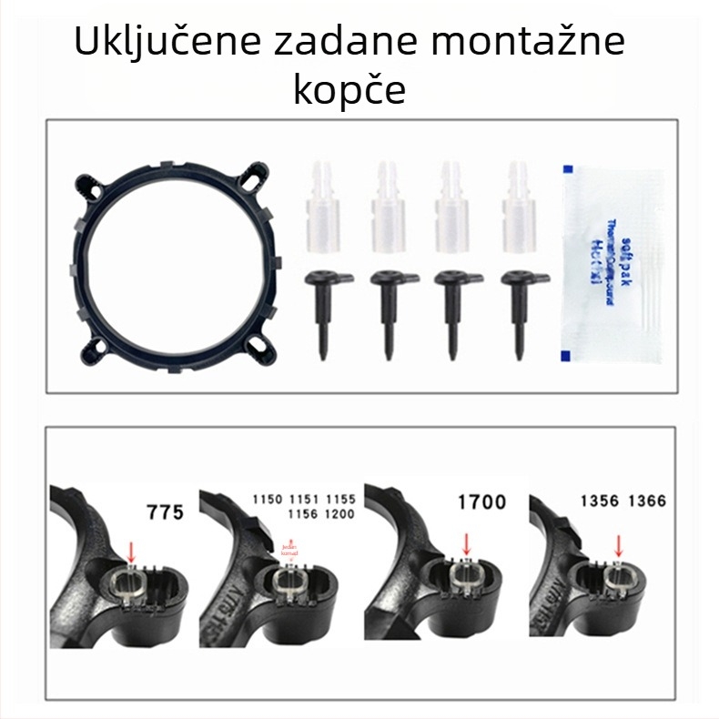Chladič CPU s 6 toplinskih cijevi, bakreno hlađenje cijevima, PWM 4-pinski, hidraulički ležaj, kompatibilno s AMD