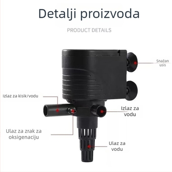 Podvodna pumpa za akvarij — tri u jednoj: filtracija, oksigenacija i stvaranje valova (QL-618)