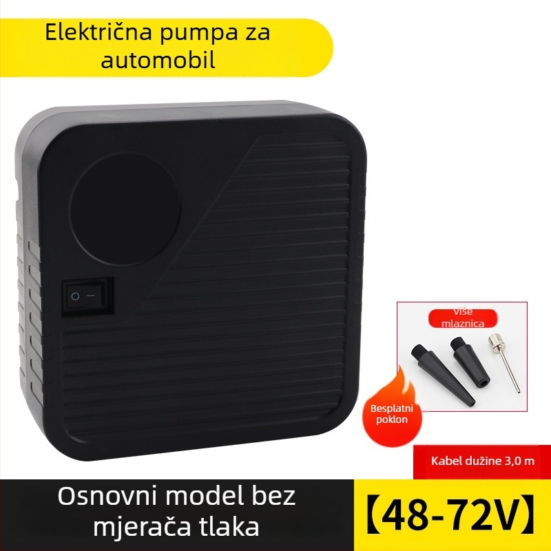 Prijenosna pumpa za napuhavanje guma automobila, baterijsko napajanje, 36–96V, 120W, 5A