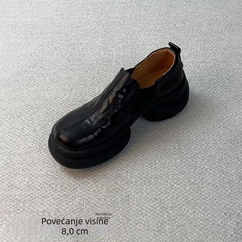 Mary Jane cipele s unutarnjom platformom za podizanje visine, debela potplata, PU gornji dio, okrugli vrh, kopčanje jedne trakice