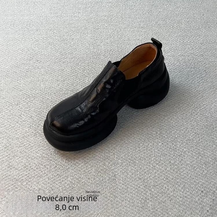 Mary Jane cipele s unutarnjom platformom za podizanje visine, debela potplata, PU gornji dio, okrugli vrh, kopčanje jedne trakice