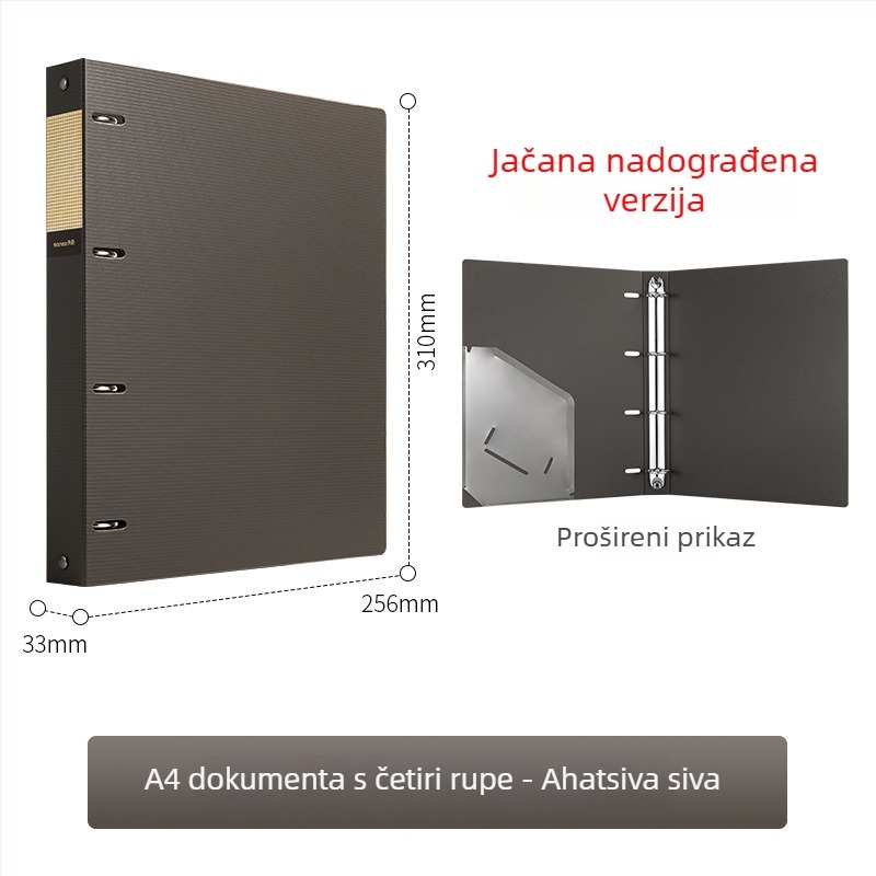 Ts-1615 Registrator s četiri otvora za A4, PP, s umetnutim stranicama, prilagodljiv, s tiskanim logotipom