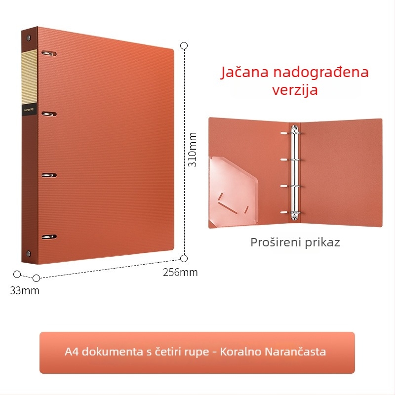 Ts-1615 Registrator s četiri otvora za A4, PP, s umetnutim stranicama, prilagodljiv, s tiskanim logotipom