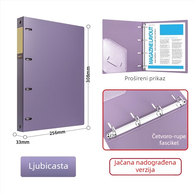 Ts-1615 Registrator s četiri otvora za A4, PP, s umetnutim stranicama, prilagodljiv, s tiskanim logotipom
