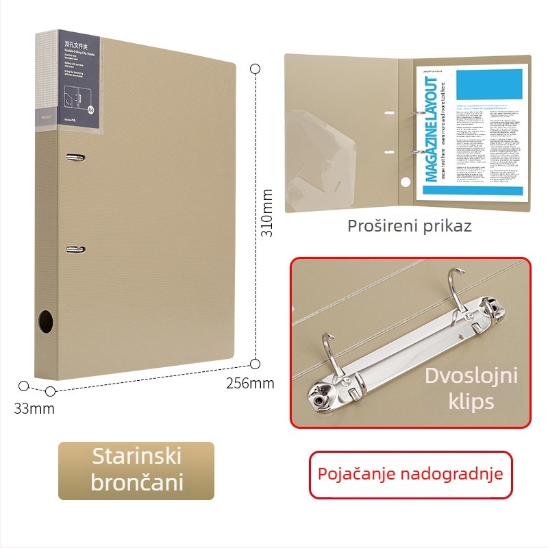 Ts-1615 Registrator s četiri otvora za A4, PP, s umetnutim stranicama, prilagodljiv, s tiskanim logotipom