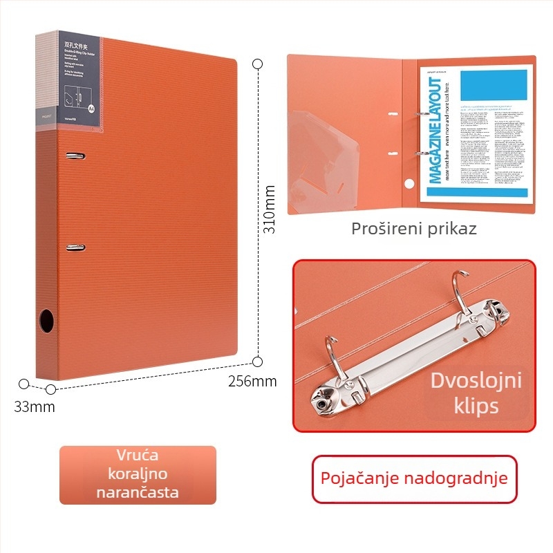 Ts-1615 Registrator s četiri otvora za A4, PP, s umetnutim stranicama, prilagodljiv, s tiskanim logotipom
