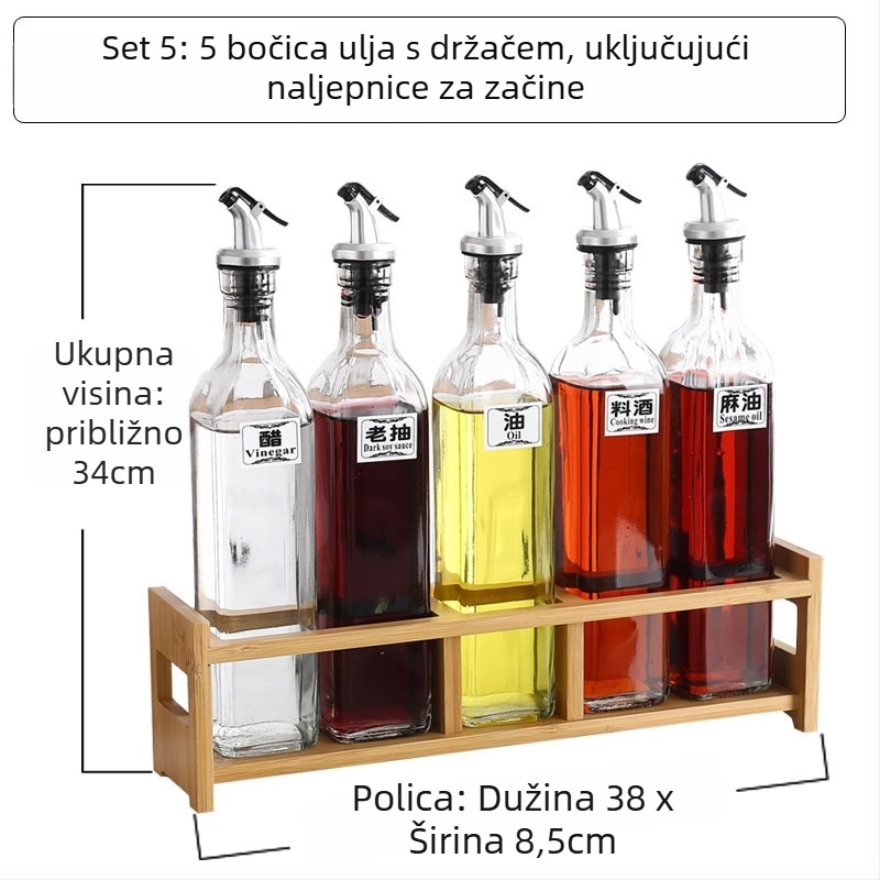 Keramički set posuda za začine u kuhinji — bočice za ulje, sol, sezamovo ulje, umak i ocat s automatskim poklopom, japanski stil
