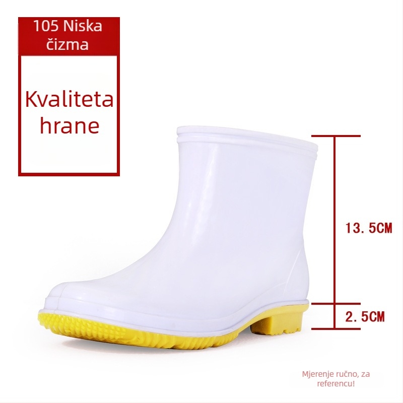 Plastične kišne čizme za prehrambenu industriju – sanitarna obuća za kantinu, srednje visine, protuklizne