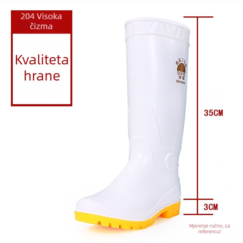 Plastične kišne čizme za prehrambenu industriju – sanitarna obuća za kantinu, srednje visine, protuklizne