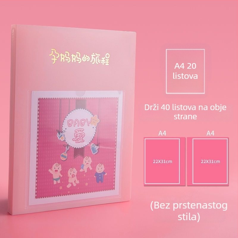 Knjiga zabilježaka trudnoće, plastična knjiga podataka, 20 stranica, otisnuto logo, mogućnost prilagodbe