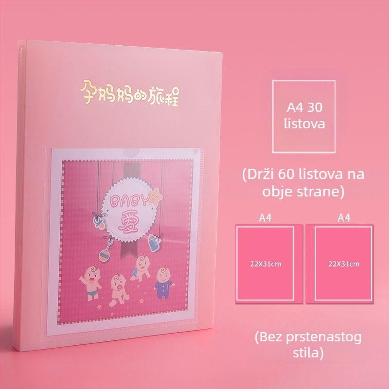 Knjiga zabilježaka trudnoće, plastična knjiga podataka, 20 stranica, otisnuto logo, mogućnost prilagodbe