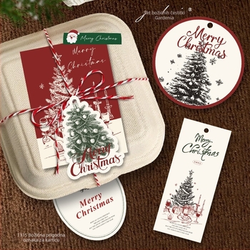 Božićna čestitka — Gardenia Card Collection; papir s premazom, tisak u četiri boje, jednostavan i moderan stil