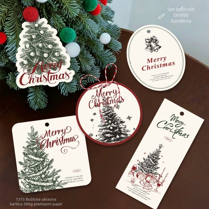 Božićna čestitka — Gardenia Card Collection; papir s premazom, tisak u četiri boje, jednostavan i moderan stil