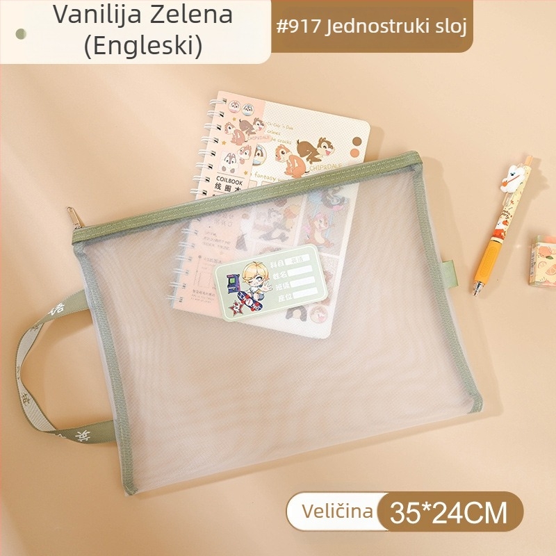 Yifa A4 Studentska Torba s Zipom za Predmete — Najlon Mrežasta Materijal, Cartoon Stil, 35 g (jednostruki) / 50 g (dvostruki)