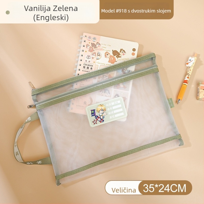 Yifa A4 Studentska Torba s Zipom za Predmete — Najlon Mrežasta Materijal, Cartoon Stil, 35 g (jednostruki) / 50 g (dvostruki)