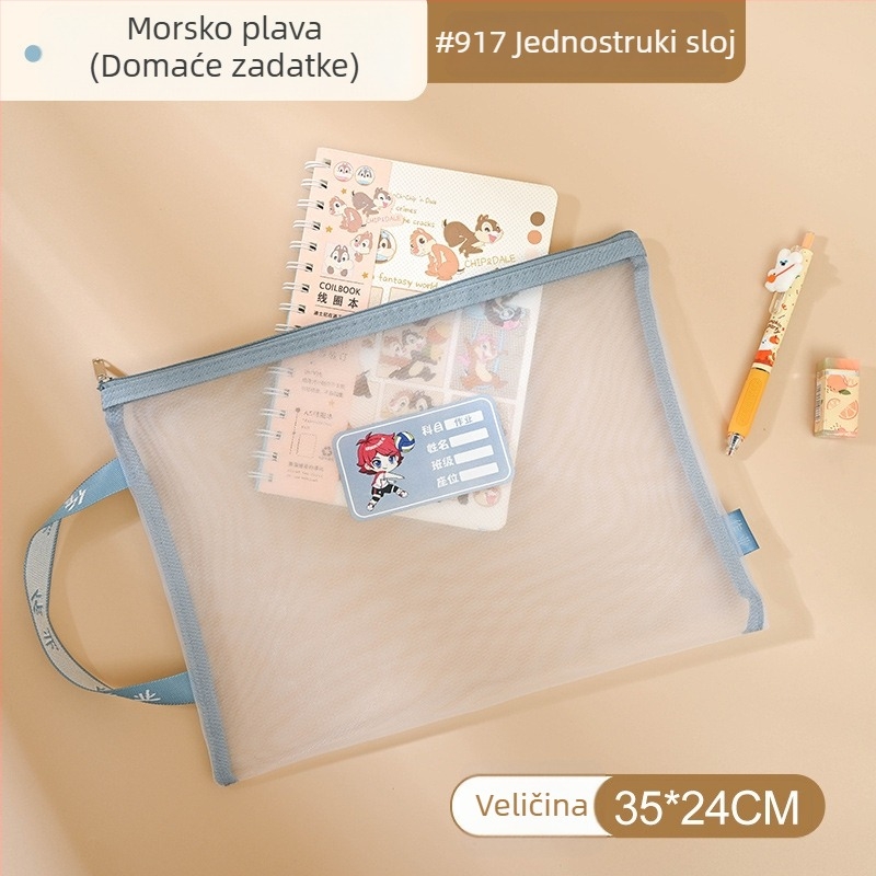 Yifa A4 Studentska Torba s Zipom za Predmete — Najlon Mrežasta Materijal, Cartoon Stil, 35 g (jednostruki) / 50 g (dvostruki)