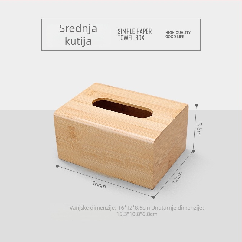 Drvena kutija za maramice od bambusa, pravokutna kutija za pohranu s logotipom, japanski stil, kapacitet 18 L, za dnevni boravak, restoran i hotel