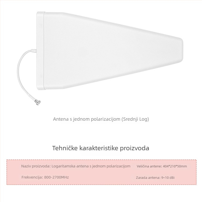 Log–periodična antena, 10 dBi zisk, 698–4000 MHz, vanjska, ayissmoye XDS