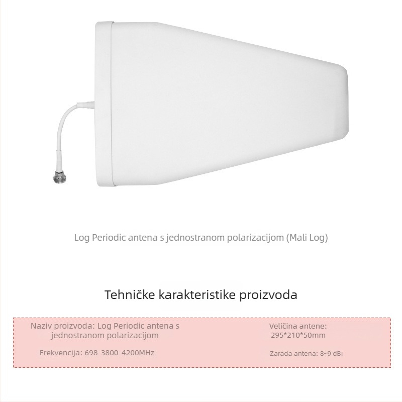 Log–periodična antena, 10 dBi zisk, 698–4000 MHz, vanjska, ayissmoye XDS