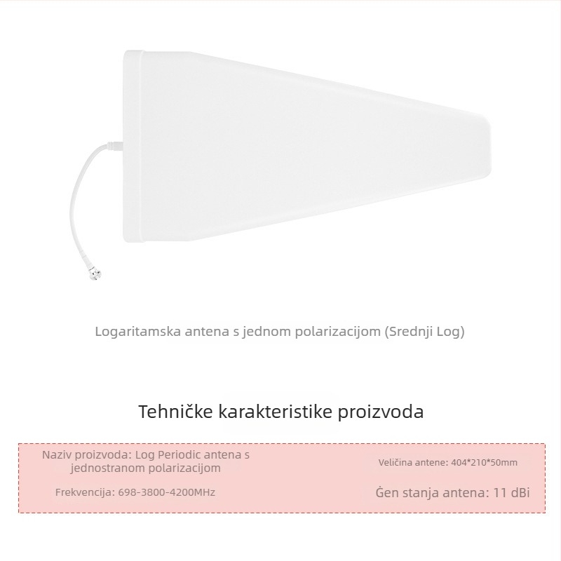 Log–periodična antena, 10 dBi zisk, 698–4000 MHz, vanjska, ayissmoye XDS