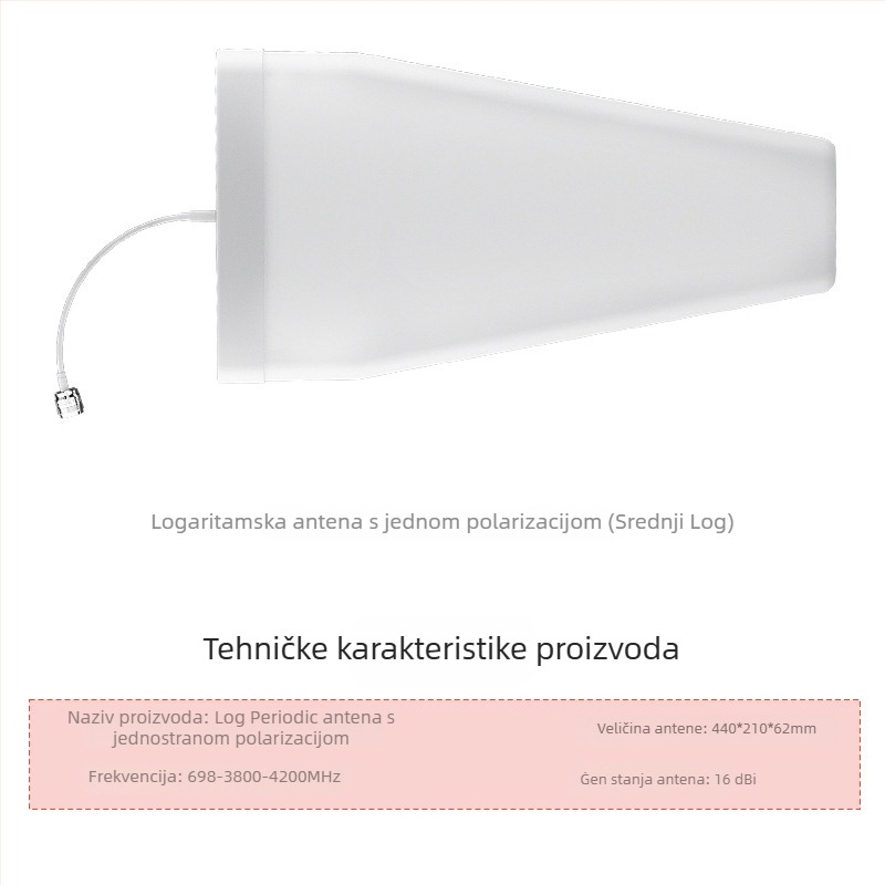 Log–periodična antena, 10 dBi zisk, 698–4000 MHz, vanjska, ayissmoye XDS