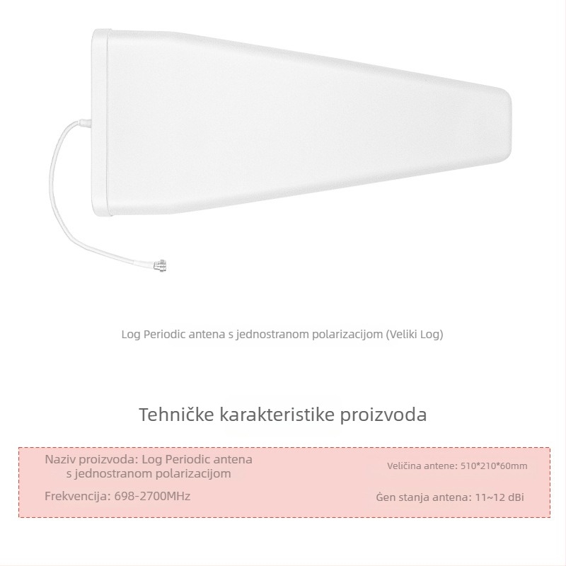 Log–periodična antena, 10 dBi zisk, 698–4000 MHz, vanjska, ayissmoye XDS
