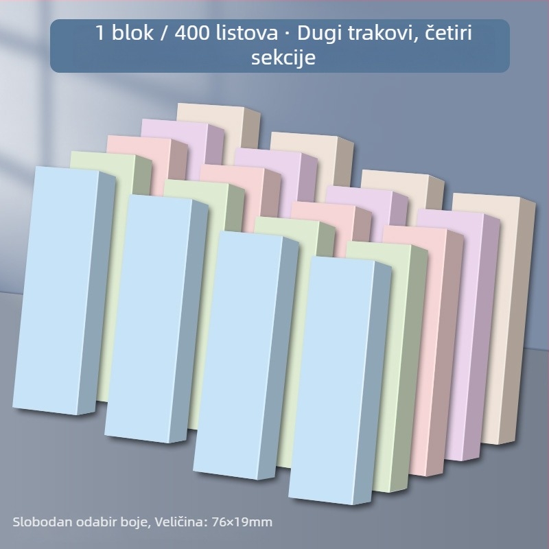 Ljepljive bilješke s dugim indeksnim trakama – 100 listova, poklopac od debelog papira, 0.044 kg, osnovno pakiranje, Chuangyi