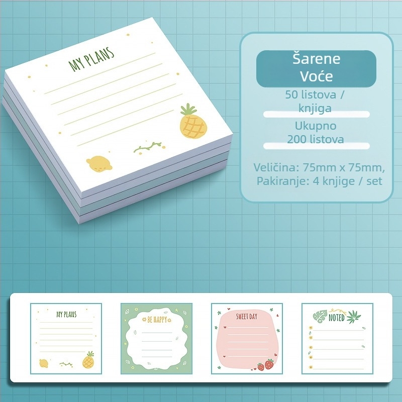 Ljepljive bilješke s dugim indeksnim trakama – 100 listova, poklopac od debelog papira, 0.044 kg, osnovno pakiranje, Chuangyi