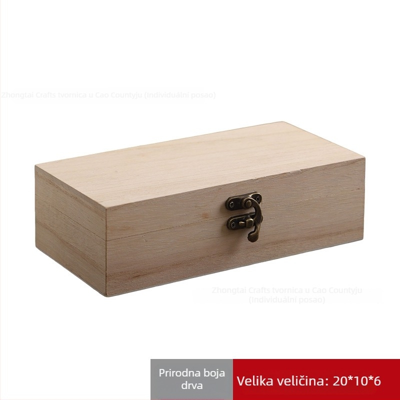 Pravokutna drvena kutija za skladištenje od paulownia drveta s preklopnim poklopcem, vintage-stil kutija za poklon, Model 23-1, Graviranje, Moguće dodati logo, Pakiranje