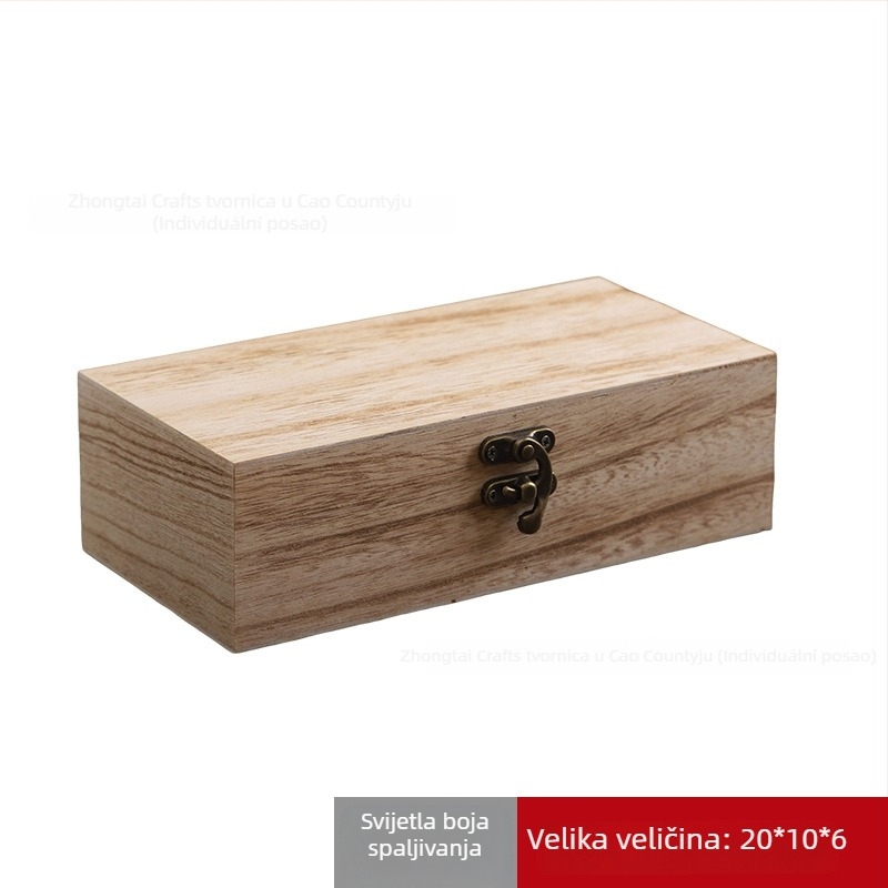 Pravokutna drvena kutija za skladištenje od paulownia drveta s preklopnim poklopcem, vintage-stil kutija za poklon, Model 23-1, Graviranje, Moguće dodati logo, Pakiranje