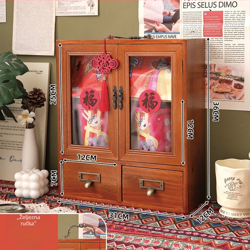 Drveni organizator kozmetike i parfema s ladicom za stolno računalo, moderan minimalistički dizajn, kapacitet 2L