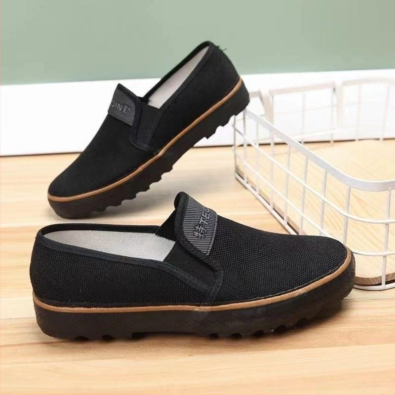 Slip-on radne cipele; otporne na habanje; gornji dio od platna; potplat od gume; unisex