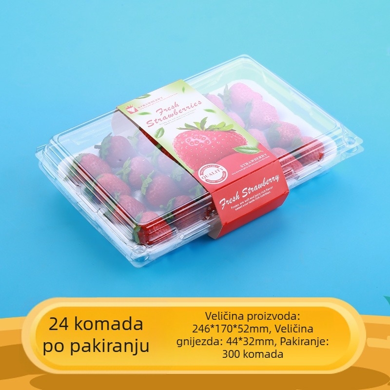 Jednokratna prozirna kutija za jagode, s unutarnjom potporom i poklopcem, model 500p, PE plastika