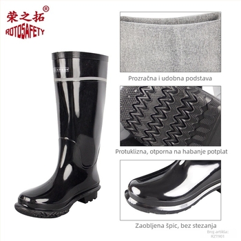 Muške kišne čizme od gume i plastike, vodootporne, otporne na ulje, kiseline i lužine, PVC materijal s brzo sušećom podom, srednje visine