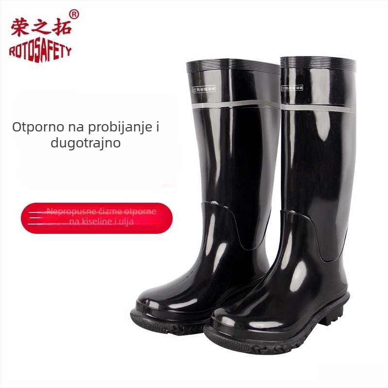 Muške kišne čizme od gume i plastike, vodootporne, otporne na ulje, kiseline i lužine, PVC materijal s brzo sušećom podom, srednje visine