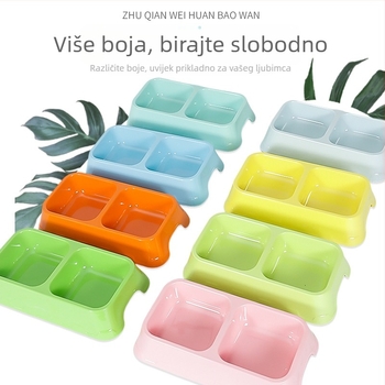 Dvostruke posude za mačke i pse, melamin, set automatskog hranjenja, četvrtasti spremnik vode, otporan na udarce